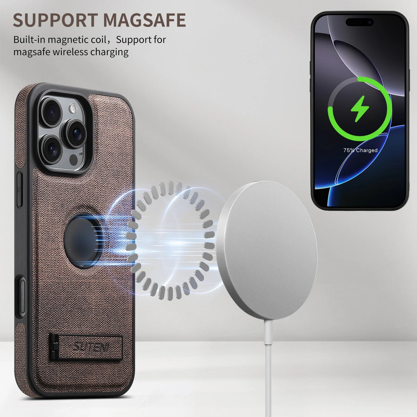 SUTENI Luxus PU Leder MagSafe Hülle