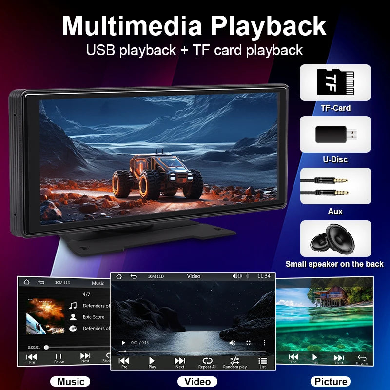 10,26 "Auto Spiegel Radio Multimedia Video Player Universal Wireless Carplay Android Auto Bildschirm Mit Bluetooth AUX USB