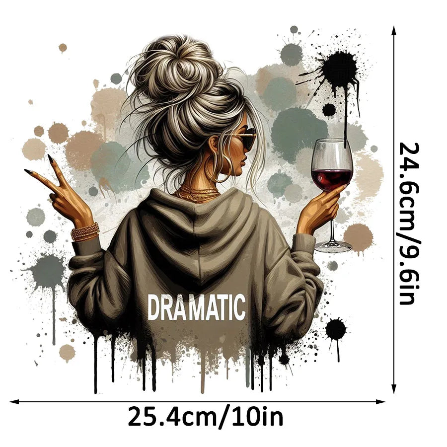 Dramatische Vintage-Aufkleber – Bügelbare Wärmeübertragungssticker für T-Shirts, Hoodies & Taschen – Retro-Design für Kleidung & Stoff