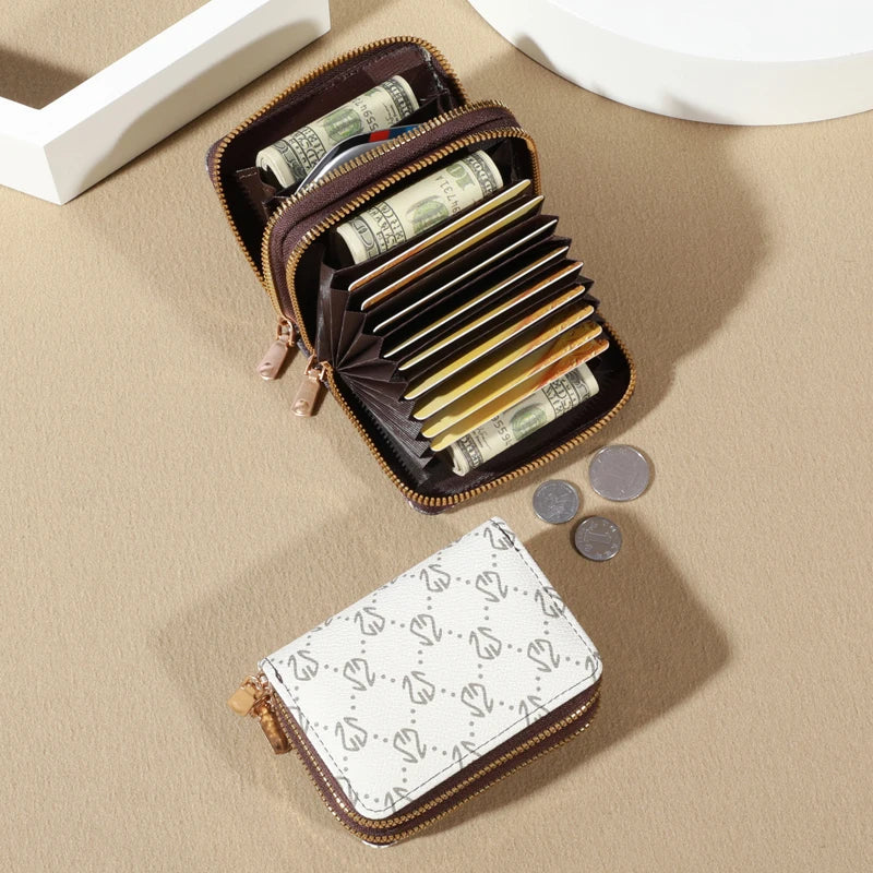 Schickes Vintage-Geldbörse mit Kartenhalter und Reißverschluss für Damen – sichere Multi-Kartenfächer, modisches Kunstleder mit Münzgeldbörse, luxuriös