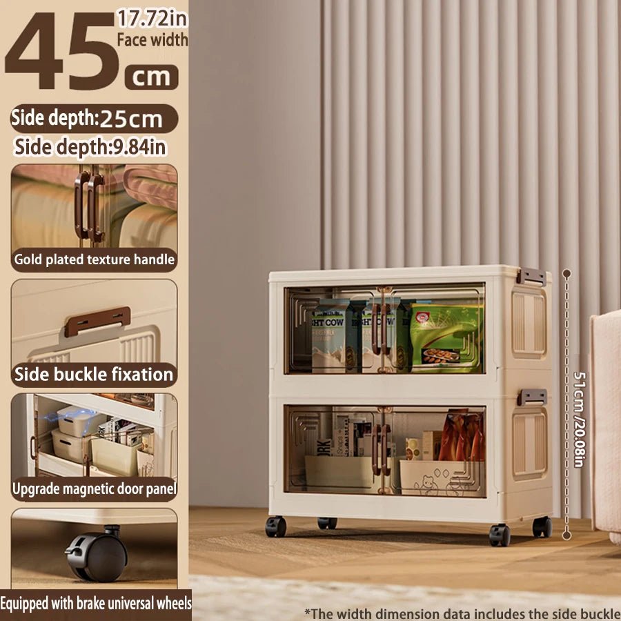 45/55/65 cm Länge, zusammenklappbarer Multifunktions-Aufbewahrungsschrank, Kleinigkeiten-Schrank, großes Fassungsvermögen, staubdichter Kleiderschrank