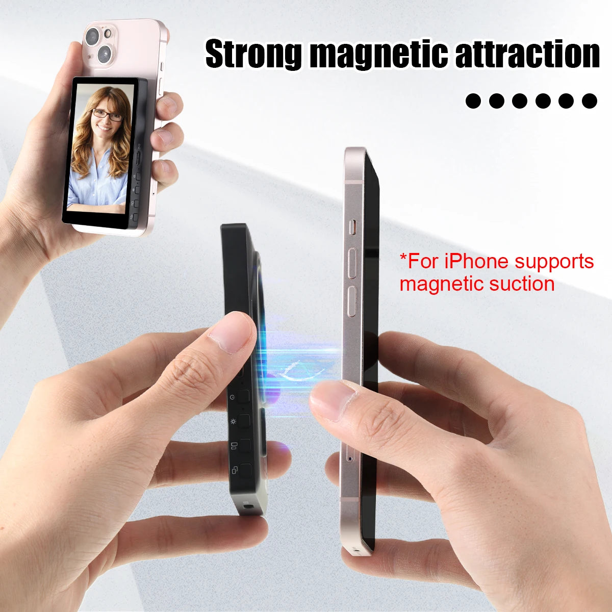 Drahtloser magnetischer Smartphone-Monitor für Rückkamera – Ideal für Selfies, Vlogs & Live-Streams