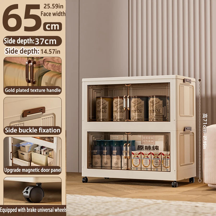 45/55/65 cm Länge, zusammenklappbarer Multifunktions-Aufbewahrungsschrank, Kleinigkeiten-Schrank, großes Fassungsvermögen, staubdichter Kleiderschrank