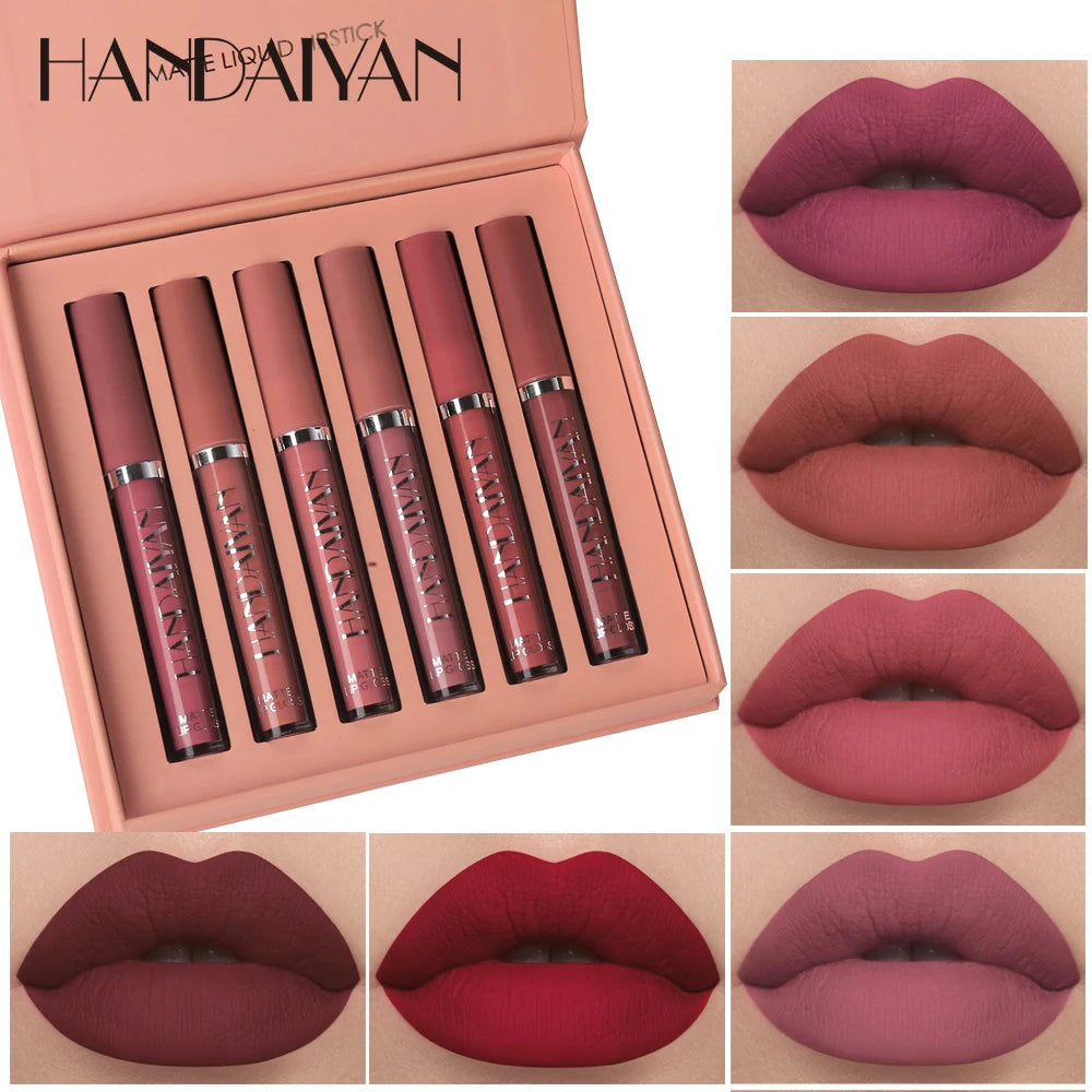 HANDAIYAN 6er Set Flüssig-Lippenstift – Langanhaltender Matt Lipgloss, Nicht Abfärbend – Geschenkbox - FUXL-Shopify