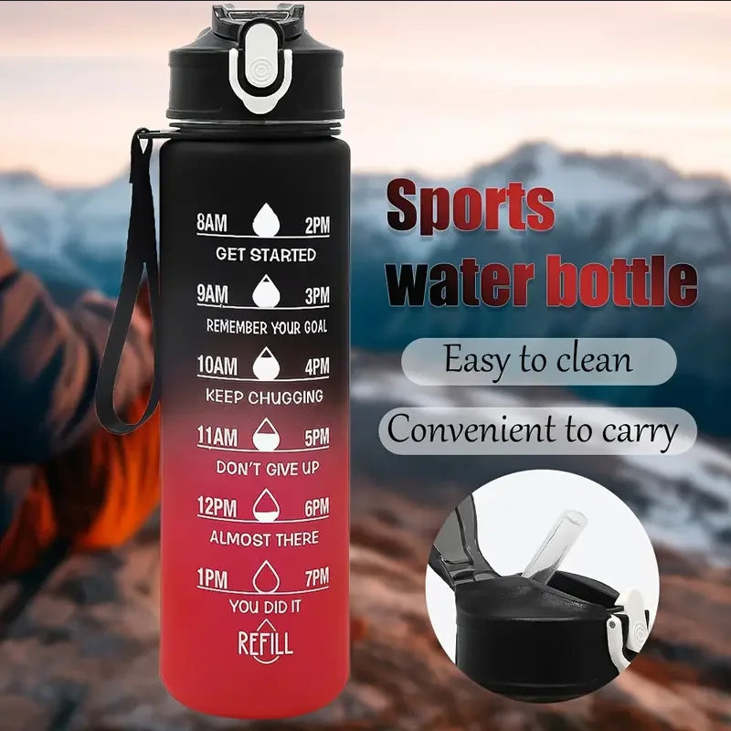 Sportwasserflasche mit zeitverfolgendem Strohhalm, auslaufsicherer, verriegelbarer Klappdeckel für einfaches Tragen, ideal für Outdoor-Abenteuer