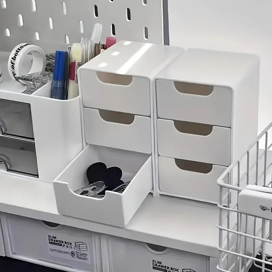 Schicker 3-stöckiger Schreibtisch-Organizer mit Schubladen – ideal für die Aufbewahrung von Bürobedarf, Schmuck und Kosmetika – tragbare Trennbox - FUXL-Shopify