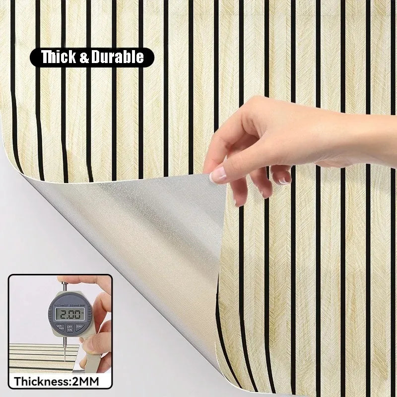 Selbstklebende Vinyl-Wandpaneele mit Holzmaserung & vertikalen Latten – Tapete für Wohnzimmer, Schlafzimmer, Küche, Bad & TV-Rückwand – wasserdicht
