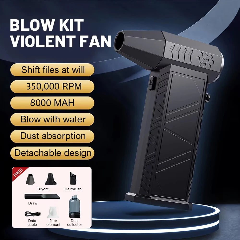 350000 RPM 8000mAh Pocket Dust Blower Mini Turbo Jet Fan Rechargeable 58m/s Turbo Violent Fan Powerful Blower for Cleaning - FUXL-Shopify