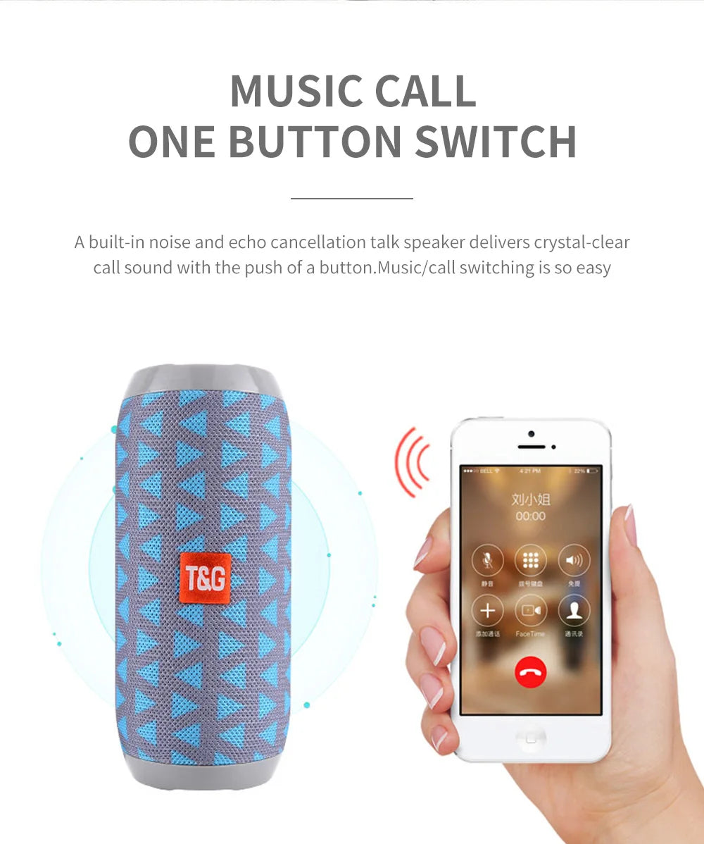 Bluetooth-Lautsprecher T&G TG117 Tragbare TWS-Soundbox Wasserdichter Lautsprecher Outdoor-Stereo-Surround-Lautsprecher unterstützen TF FM-Radio