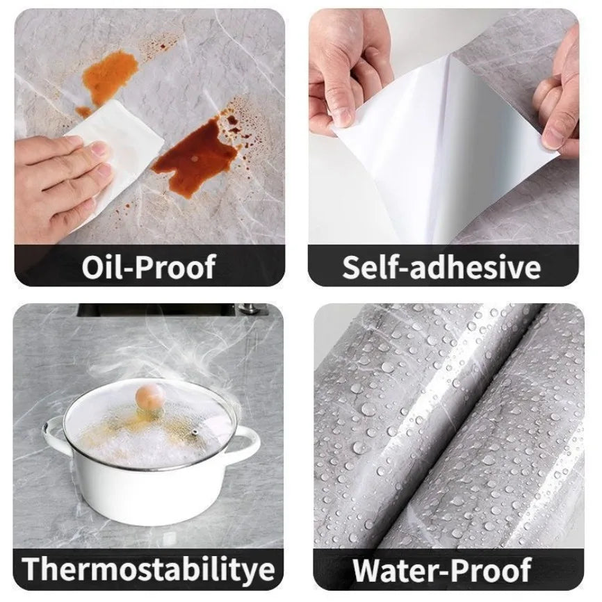 Produktbild von 60 cm/80 cm Marmor selbstklebende Tapete zum Abziehen und Aufkleben, Tapete für Küche, Badezimmer, Kontaktpapier, moderne wasserdichte Wandaufkleber – hochwertig verarbeitet für tägliche Anwendung
