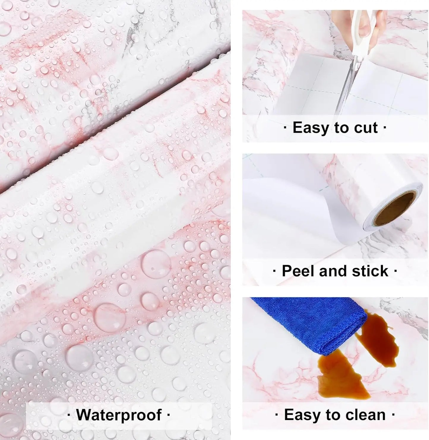 Luck Amy PVC Pearl Film Selbstklebende Tapete – Hochglanz, wasserfest & schimmelresistent für Küche, Schrank & Möbel (Schwarz/Weiß) - FUXL-Shopify