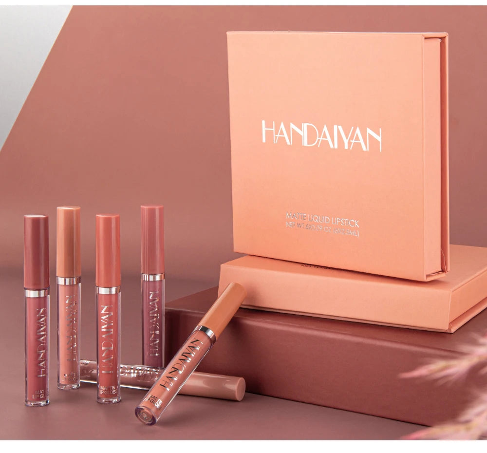 HANDAIYAN 6er Set Flüssig-Lippenstift – Langanhaltender Matt Lipgloss, Nicht Abfärbend – Geschenkbox - FUXL-Shopify