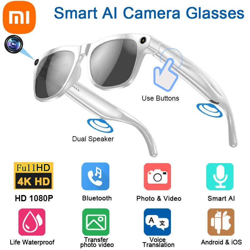 Xiaomi 4KHD AI Smart Brille GPT 100mp Multifunktionale Kamera Chat Bluetooth Anruf Sprachassistent Musik Player Smart Übersetzung