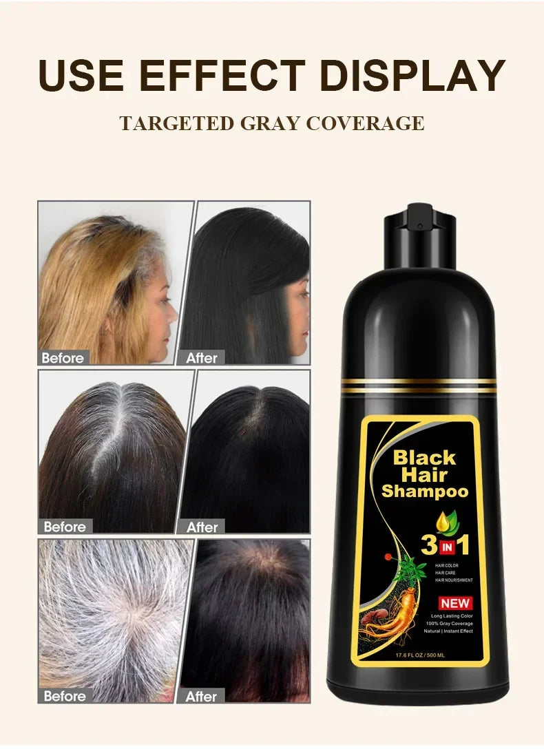 Haarfärbe-Shampoo Grau zu Schwarz - Natürliche Coloration 100ml/500ml