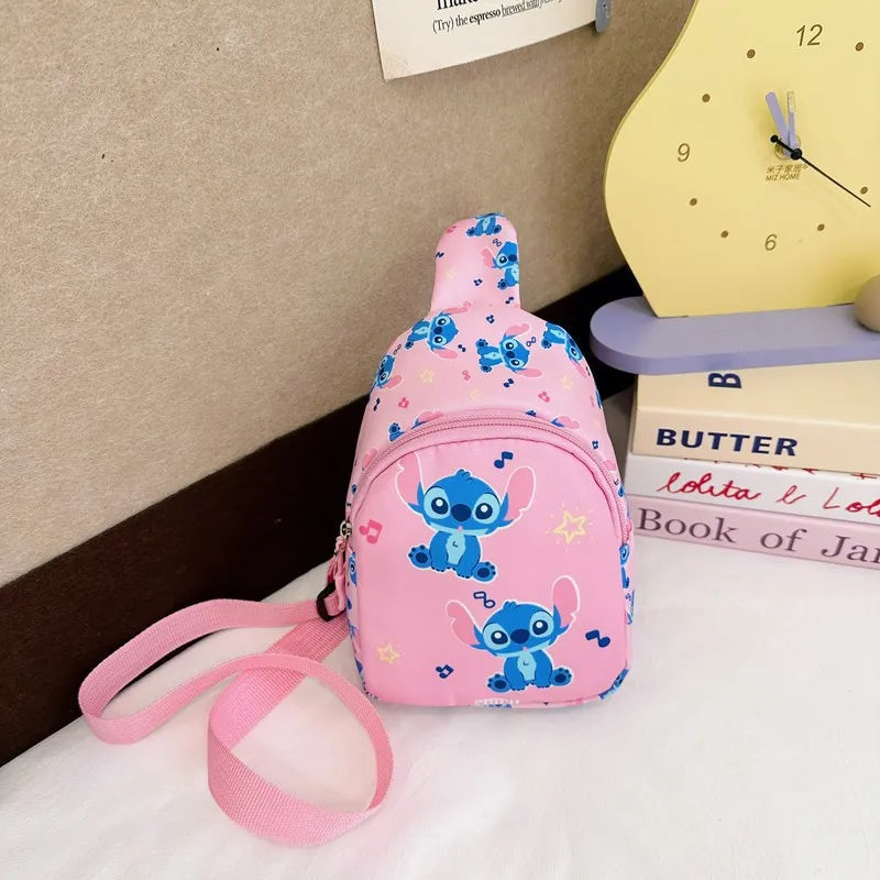 Stitch & Angel Sling Brusttasche, Cartoon-Anime-Umhängetasche, modische lässige Umhängetasche mit Münzgeldbörse für die tägliche Reise