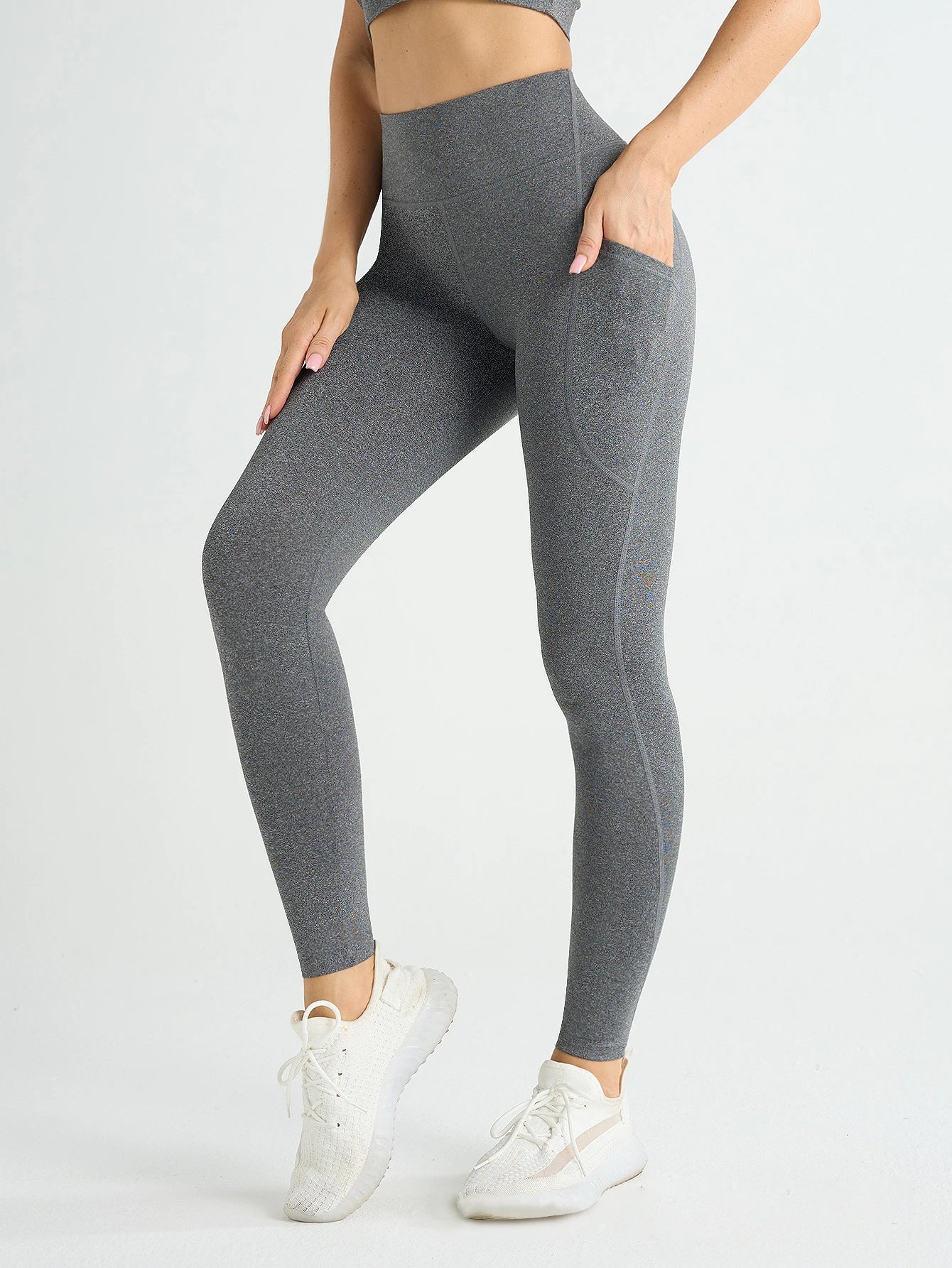 Neue Hohe Taille frauen Leggings Stretch Yoga Hosen Strumpfhosen Mit Taschen Push-Up Fitness Laufsport Einfarbig Hosen
