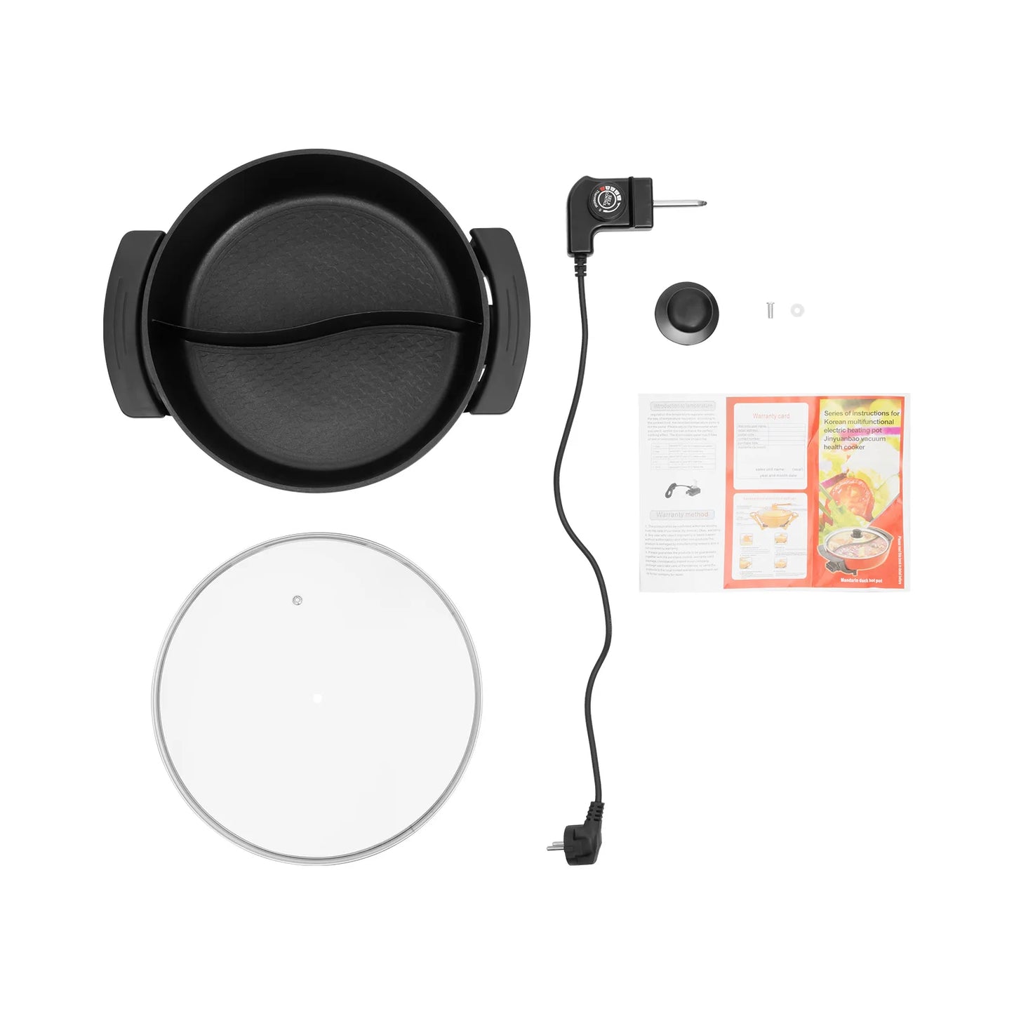 6L Haushalts-Hot Pot 1360 W 220 V elektrischer Kochtopf Bratpfanne Eintopftopf 2 Fächer Antihaft-Hotpot Temperatur einstellbar