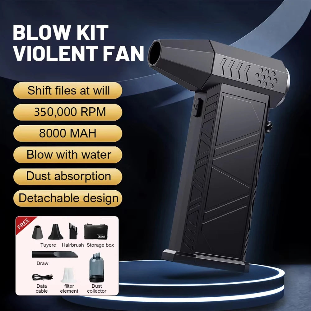 350000 RPM 8000mAh Pocket Dust Blower Mini Turbo Jet Fan Rechargeable 58m/s Turbo Violent Fan Powerful Blower for Cleaning - FUXL-Shopify