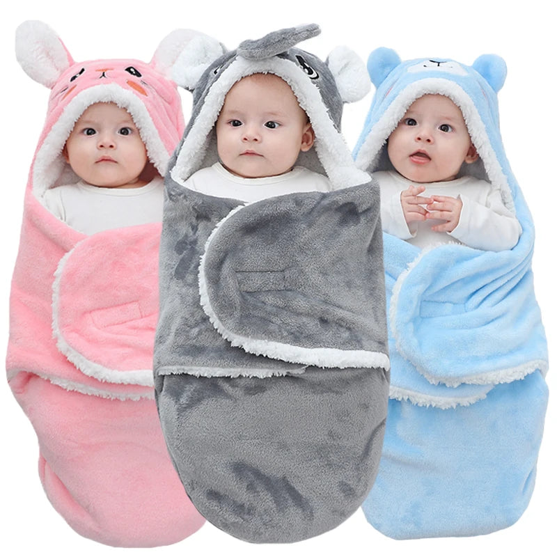 Weiche Babyschlafsäcke, warm, für Herbst und Winter, Wickeldecken für Neugeborene, Cartoon-Kokon für Babys, Flanell-Babyschlafsack, 0–9 Monate - FUXL-Shopify
