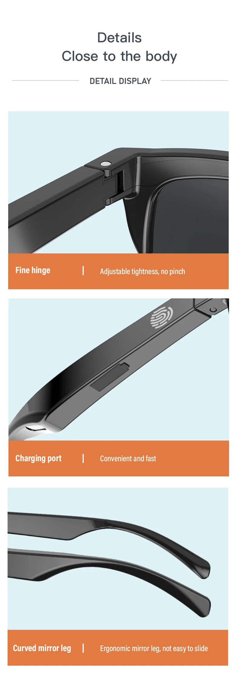 Intelligente Bluetooth-Brille auf Touch-Basis mit Knochenleitung für Outdoor-Sportanrufe, Sonnenbrillen, kabellose Business-Kopfhörer