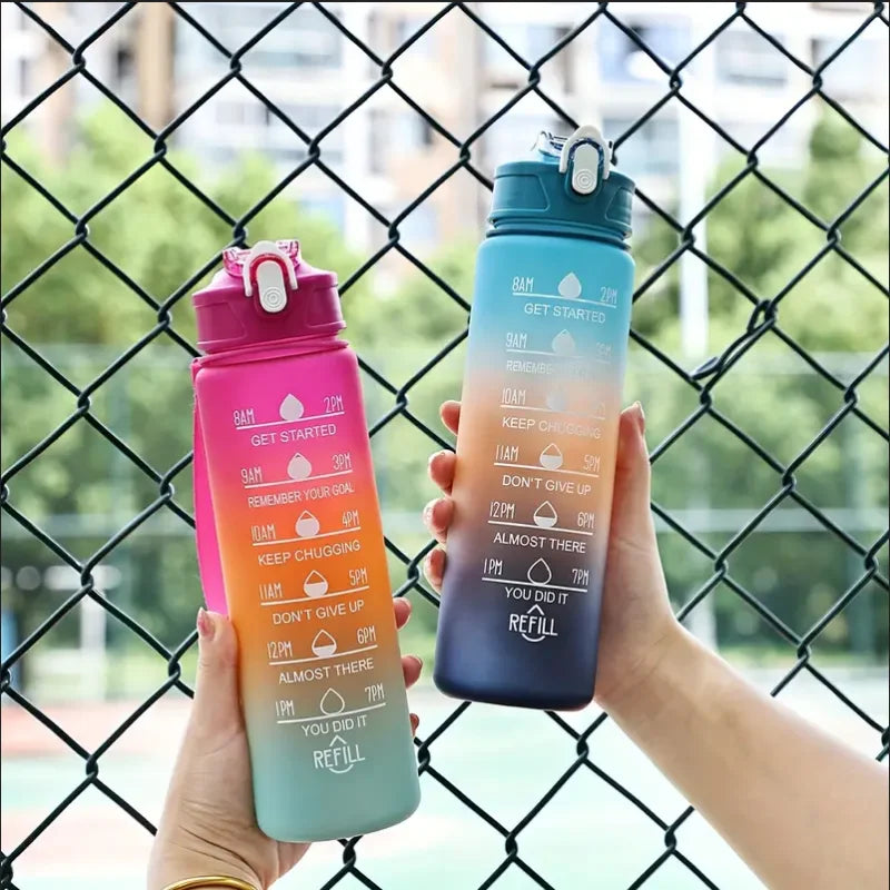 Sportwasserflasche mit zeitverfolgendem Strohhalm, auslaufsicherer, verriegelbarer Klappdeckel für einfaches Tragen, ideal für Outdoor-Abenteuer - FUXL-Shopify