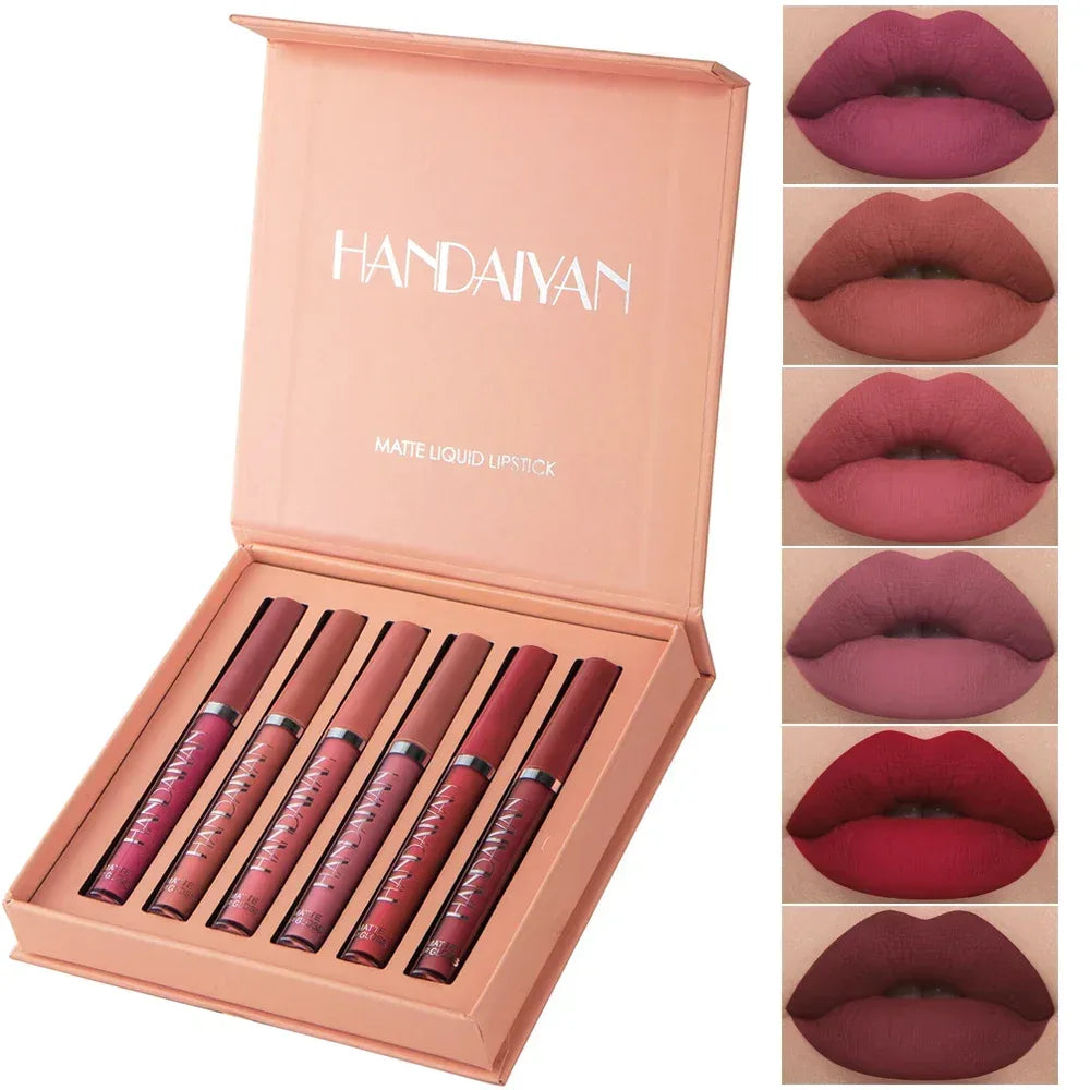 HANDAIYAN 6er Set Flüssig-Lippenstift – Langanhaltender Matt Lipgloss, Nicht Abfärbend – Geschenkbox - FUXLShop