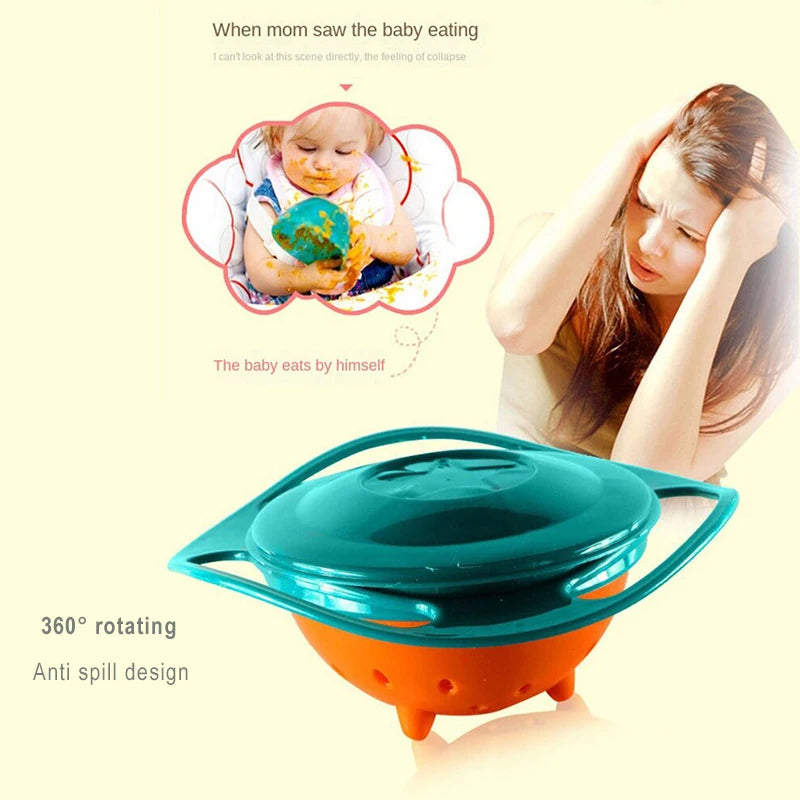 Universal Gyro Bowl (auch bekannt als 360° drehbarer, auslaufsicherer Kinderlernbecher) ist ein innovatives Baby- und Kinderfütterungsgeschirr, das durch sein gyroskopisches Design ein Verschütten verhindert. - FUXL-Shopify