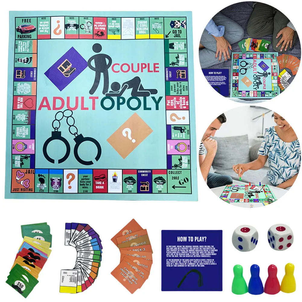 Adultopoly-Brettspiel für Paare, Opoly-Brettspiel für Erwachsene, tragbares Paarspiel, Unterhaltungsbrettspiel, Valentinstagsgeschenke für Sie und Ihn