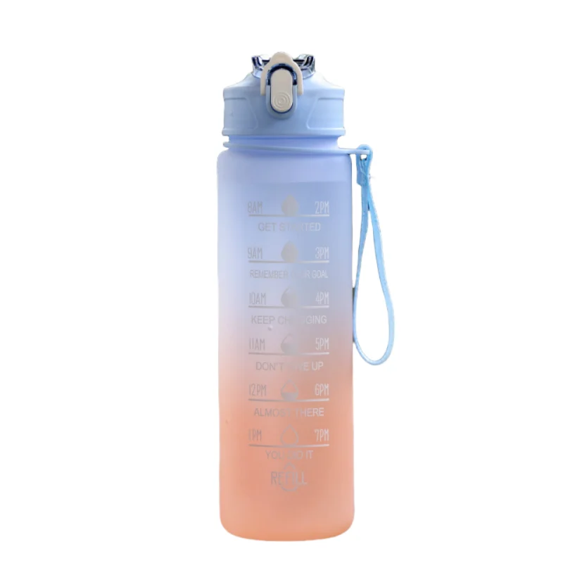 Sportwasserflasche mit zeitverfolgendem Strohhalm, auslaufsicherer, verriegelbarer Klappdeckel für einfaches Tragen, ideal für Outdoor-Abenteuer