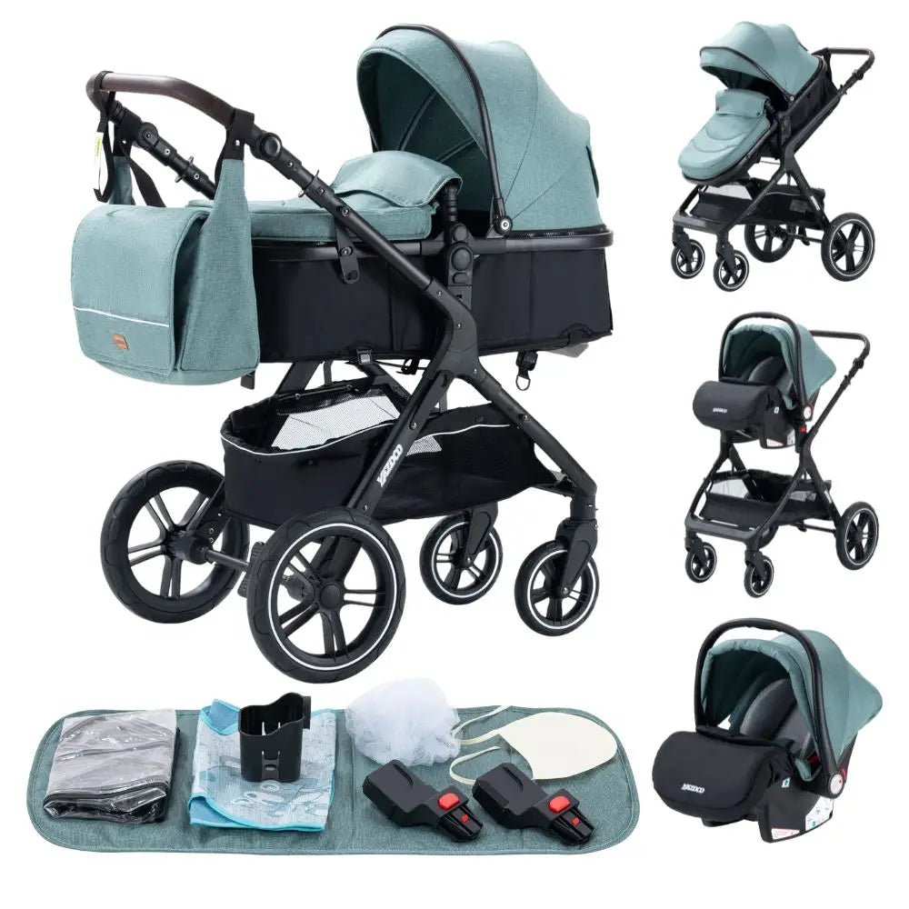 Poussette Luxueuse 3' und 1 Pour Nouveau-Ne,pade de Journey und Pliable, Cadre Aluminium, Landau, Capote Rabattable