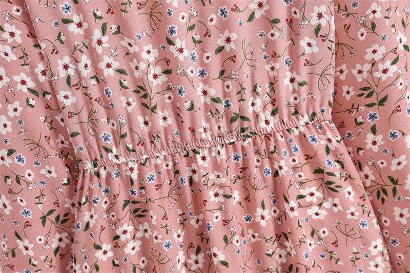 FUXL Bohemian Maxi Kleid – Langarm Chiffon Blumenkleid (Mid-Calf, Lockere Passform) - FUXL-Shopify