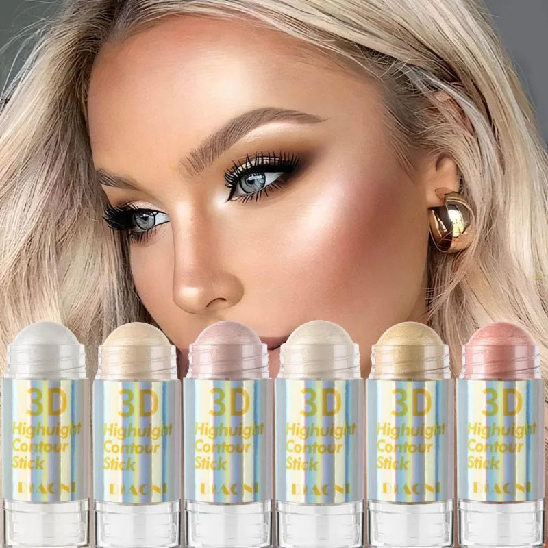 6 farben 3D Gesicht Erhellen Highlighter Bar Kosmetische Gesicht Kontur Bronzer Schimmer Highlighter Stick Concealer Creme Make-Up-tool
