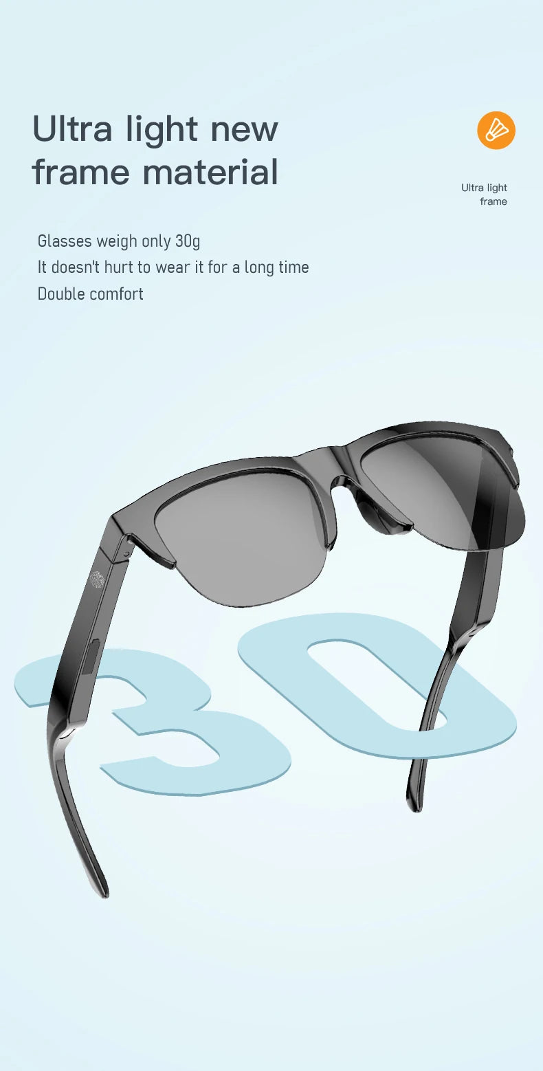 Intelligente Bluetooth-Brille auf Touch-Basis mit Knochenleitung für Outdoor-Sportanrufe, Sonnenbrillen, kabellose Business-Kopfhörer