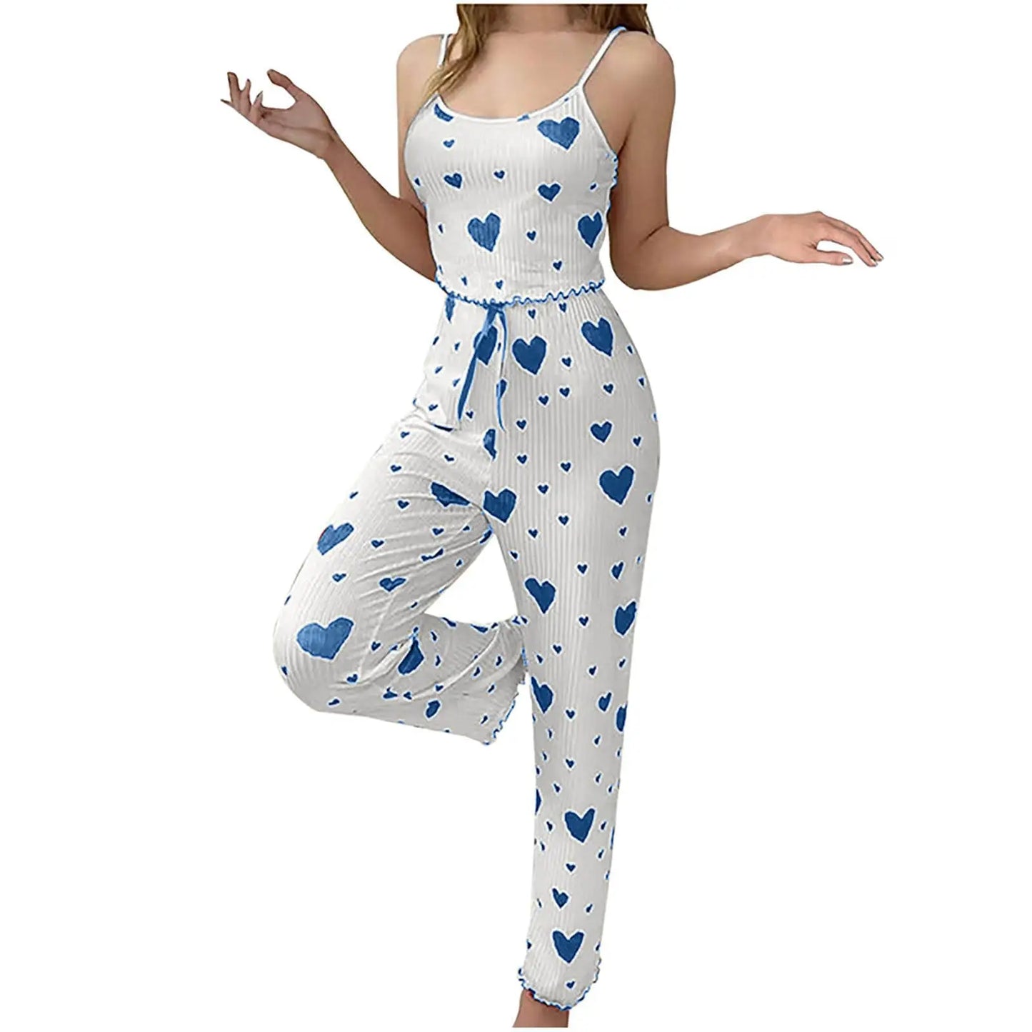 Damen pyjamas plus Größe Pyjamas Set 2 Stück kurze Weste Hose weiß atmungsaktiv weich lässig Love Print