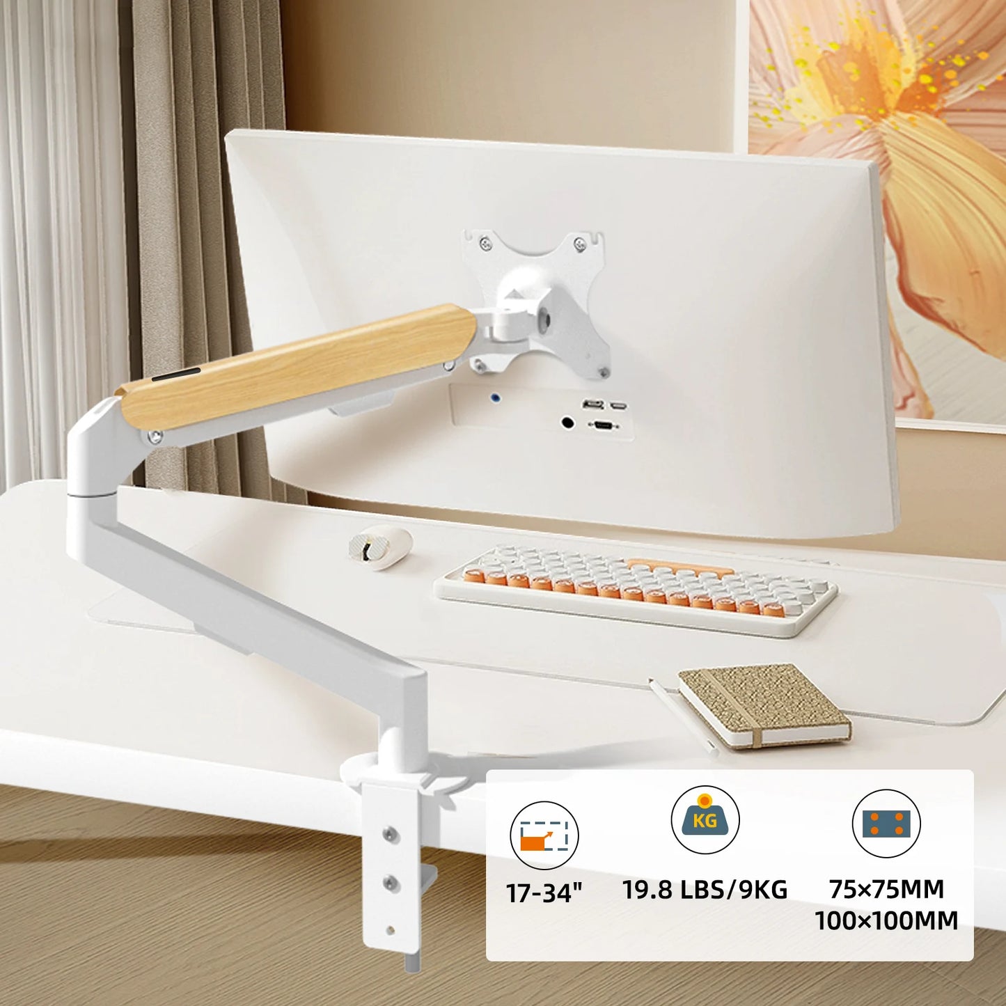 HILLPORT 17-34" Desktop Monitor Arm Halter Gas Frühling Full Motion Mount Strut LCD LED TV Halterung Ständer PC Soport Unterstützung M5