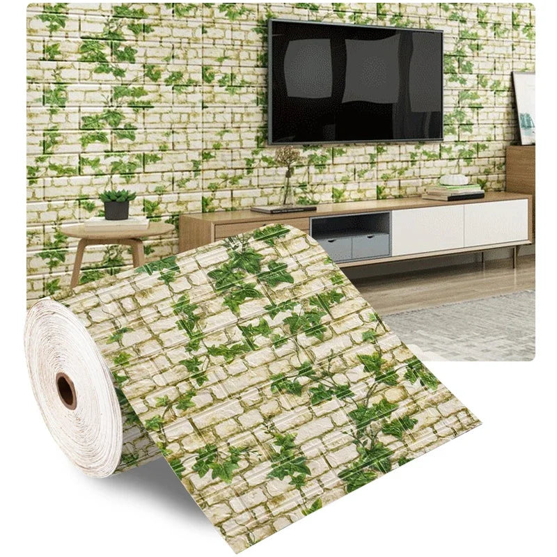 70 cm x 1/5/10 m 3D-Tapete, Dekoration, selbstklebend, antiker Schaumstoff, Ziegelstein-Tapete, Wohnzimmer, Schlafzimmer, wasserdichter 3D-Wandaufkleber