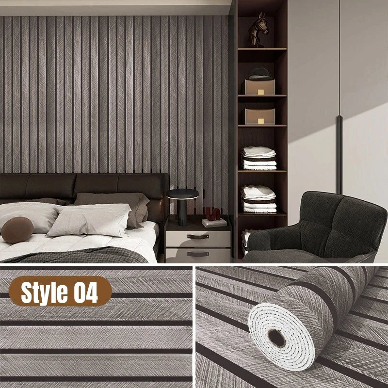 Selbstklebende Vinyl-Wandpaneele mit Holzmaserung & vertikalen Latten – Tapete für Wohnzimmer, Schlafzimmer, Küche, Bad & TV-Rückwand – wasserdicht