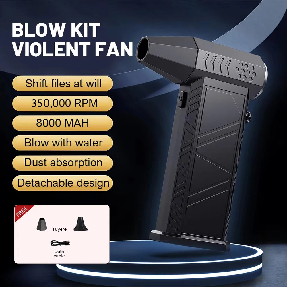 350000 RPM 8000mAh Pocket Dust Blower Mini Turbo Jet Fan Rechargeable 58m/s Turbo Violent Fan Powerful Blower for Cleaning - FUXL-Shopify