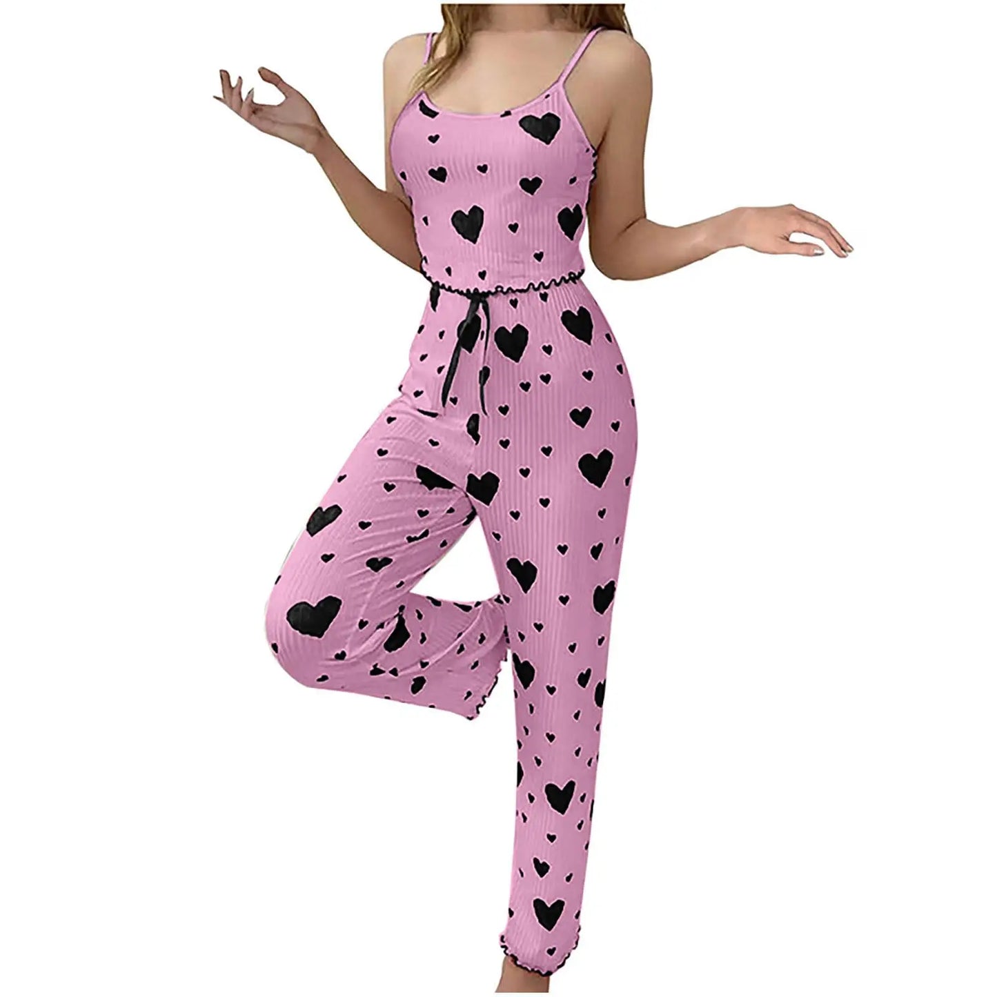Damen pyjamas plus Größe Pyjamas Set 2 Stück kurze Weste Hose weiß atmungsaktiv weich lässig Love Print