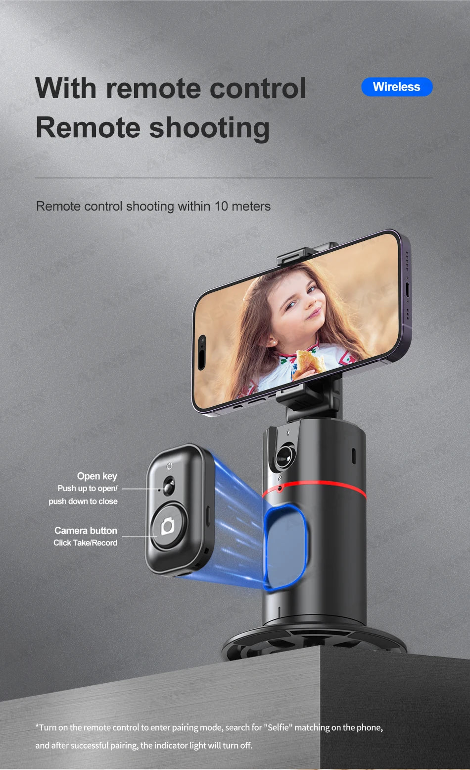AXNEN P02 360 Rotation Follow-up Gimbal Stabilisator Einbeinstativ Desktop Tracking Gimbal mit Fernbedienung für Telefon Tiktok Live Fotografie - FUXL-Shopify