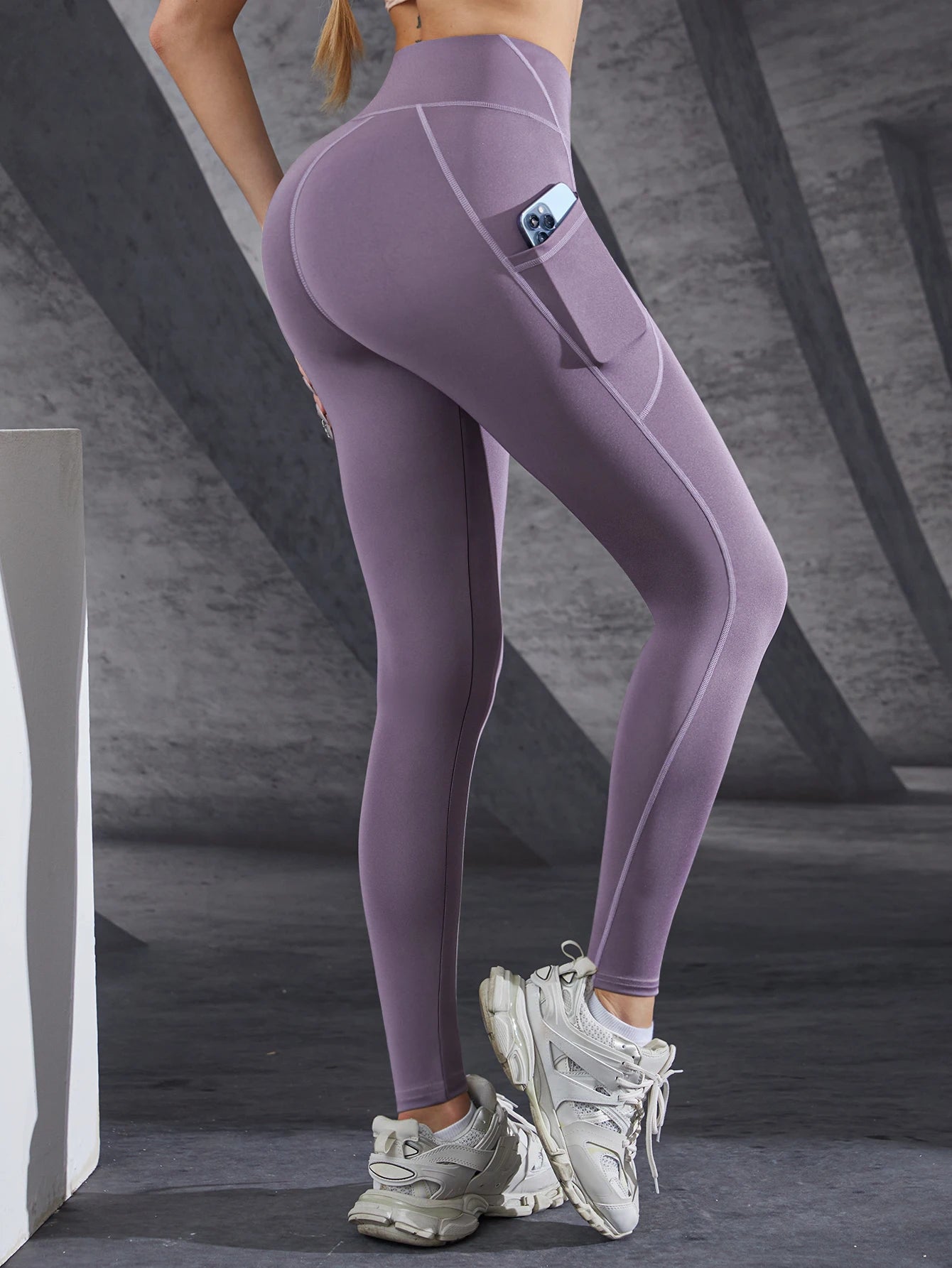 Neue Hohe Taille frauen Leggings Stretch Yoga Hosen Strumpfhosen Mit Taschen Push-Up Fitness Laufsport Einfarbig Hosen