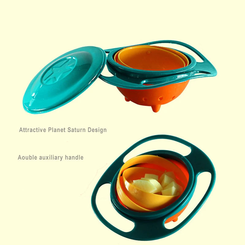 Universal Gyro Bowl (auch bekannt als 360° drehbarer, auslaufsicherer Kinderlernbecher) ist ein innovatives Baby- und Kinderfütterungsgeschirr, das durch sein gyroskopisches Design ein Verschütten verhindert. - FUXL-Shopify
