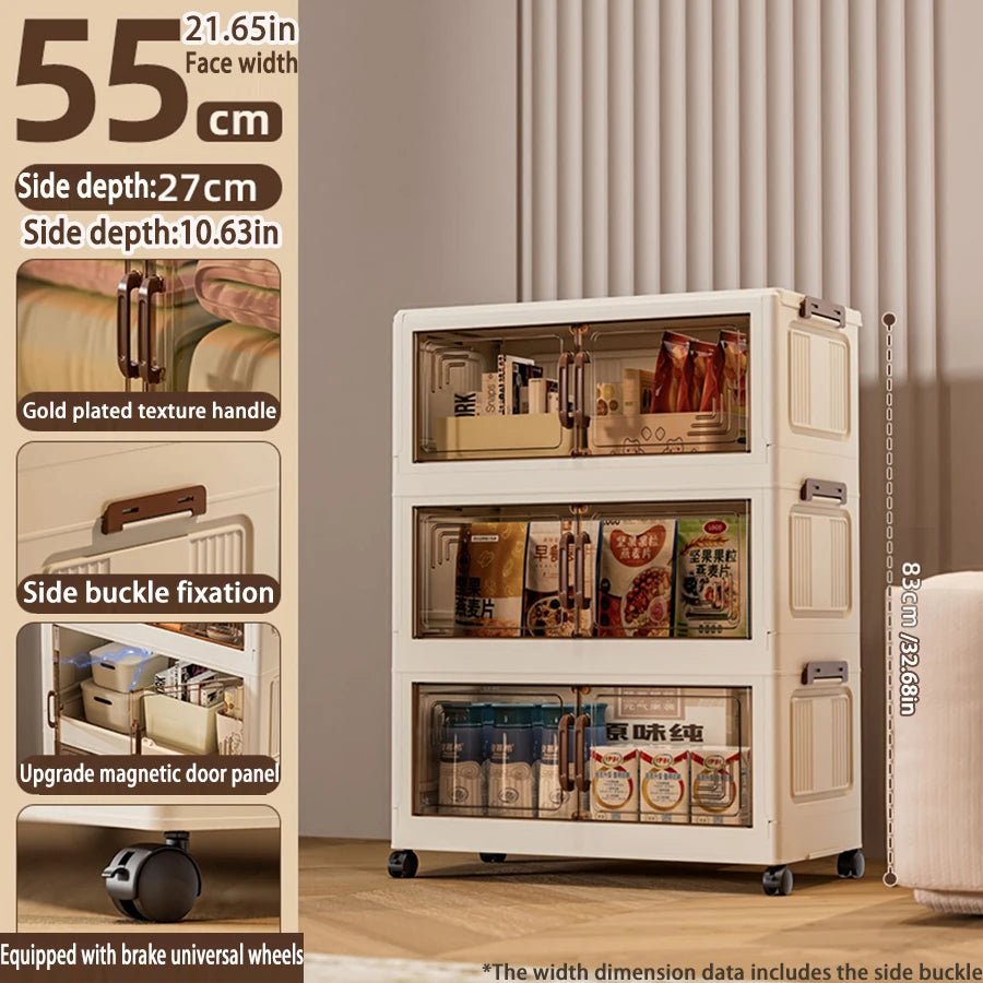 45/55/65 cm Länge, zusammenklappbarer Multifunktions-Aufbewahrungsschrank, Kleinigkeiten-Schrank, großes Fassungsvermögen, staubdichter Kleiderschrank