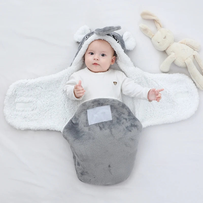 Weiche Babyschlafsäcke, warm, für Herbst und Winter, Wickeldecken für Neugeborene, Cartoon-Kokon für Babys, Flanell-Babyschlafsack, 0–9 Monate - FUXL-Shopify