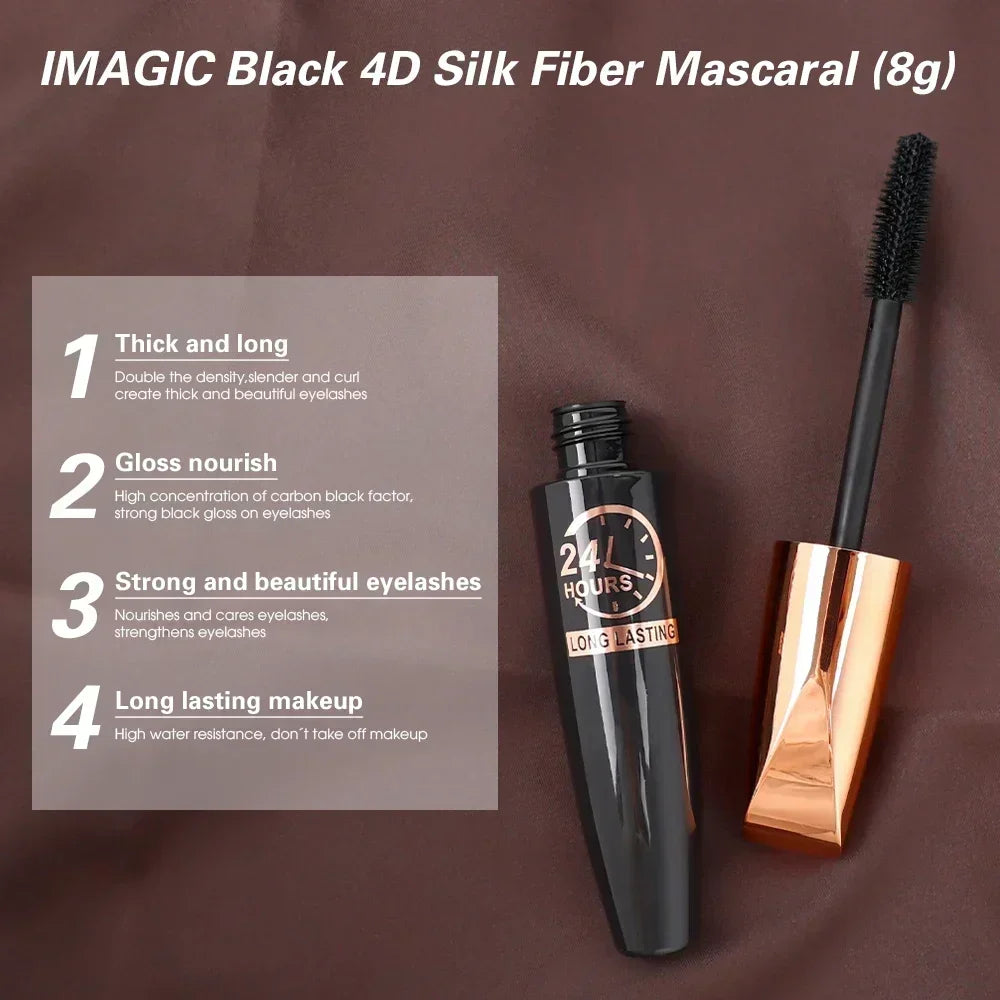 5D Wasserdichte Mascara Verlängert Wimpern Verlängerung Schwarz Seide Faser Mascara Weibliche Make-Up Kosmetische Wasserdichte Mascara