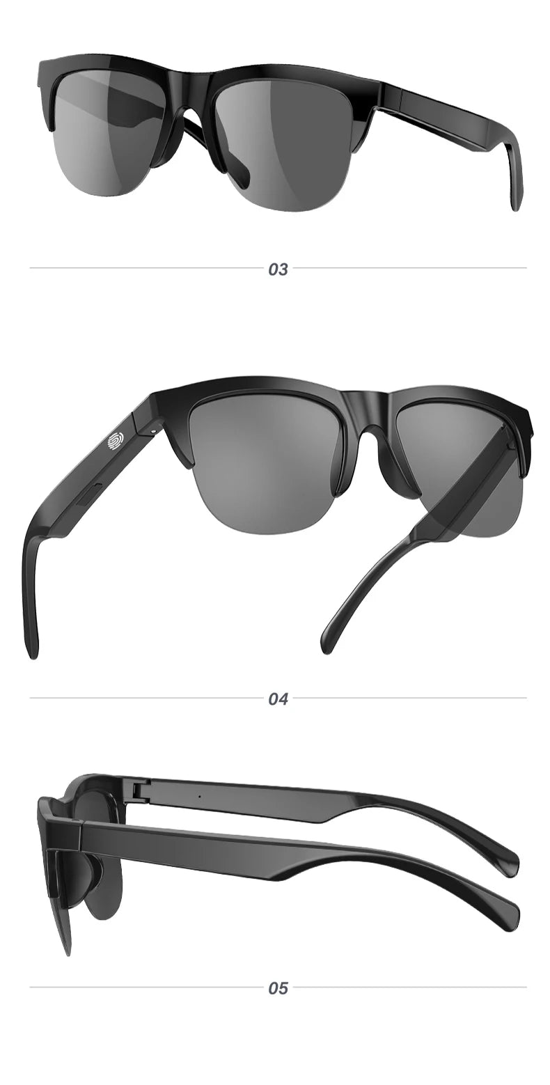 Intelligente Bluetooth-Brille auf Touch-Basis mit Knochenleitung für Outdoor-Sportanrufe, Sonnenbrillen, kabellose Business-Kopfhörer