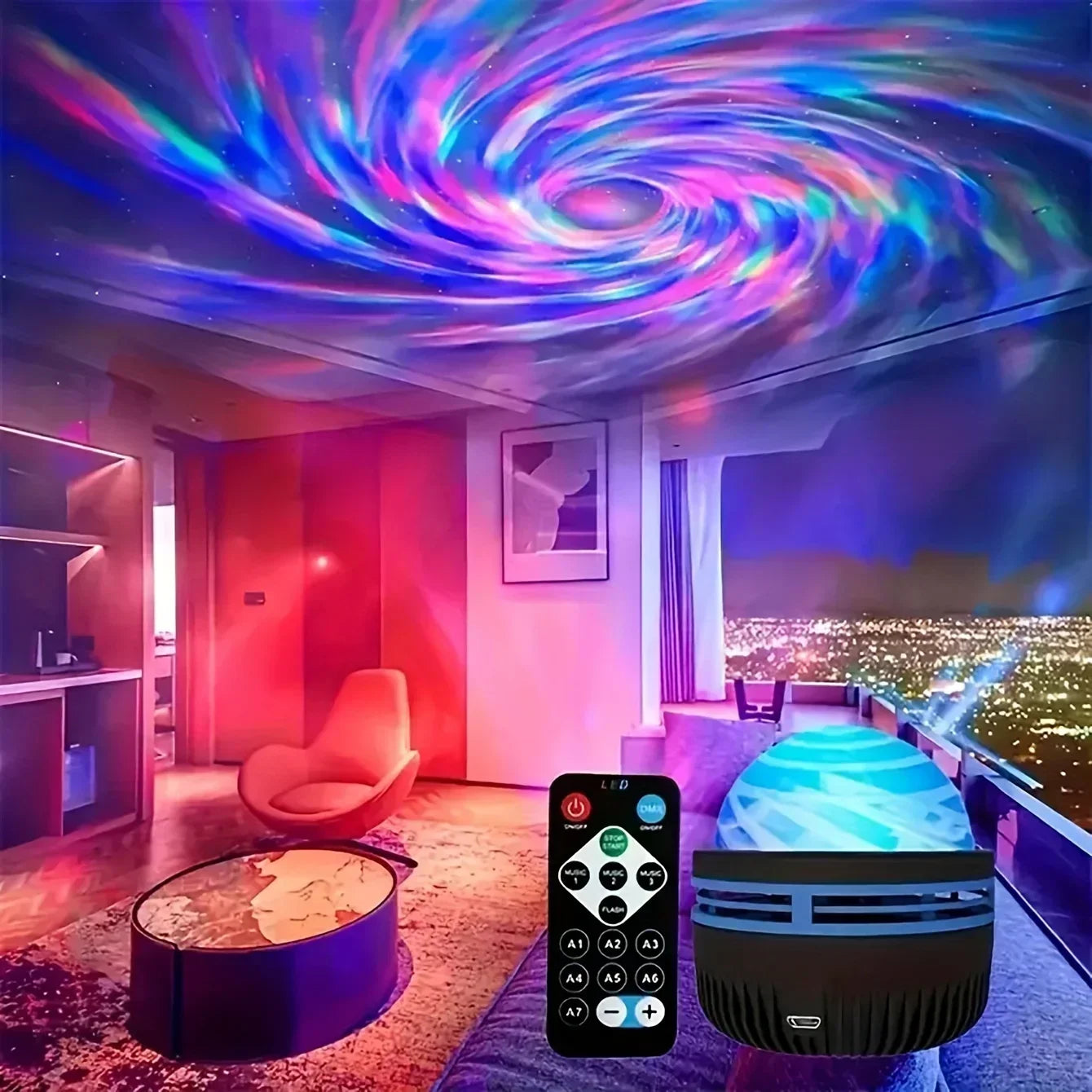 LED-Galaxie Projektor Licht mehrfarbige Fernbedienung für Schlafzimmer Dekoration Weihnachts stern Projektor Nachtlicht Neujahrs geschenk