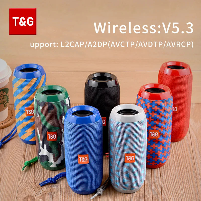 Bluetooth-Lautsprecher T&G TG117 Tragbare TWS-Soundbox Wasserdichter Lautsprecher Outdoor-Stereo-Surround-Lautsprecher unterstützen TF FM-Radio