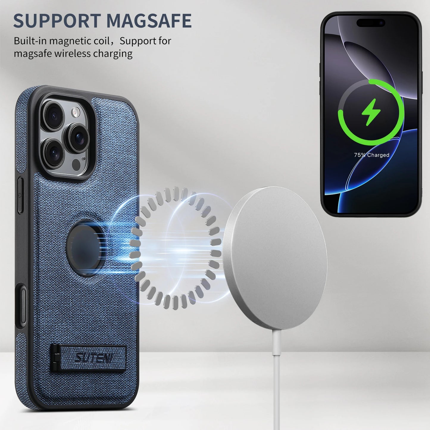 SUTENI Luxus PU Leder MagSafe Hülle