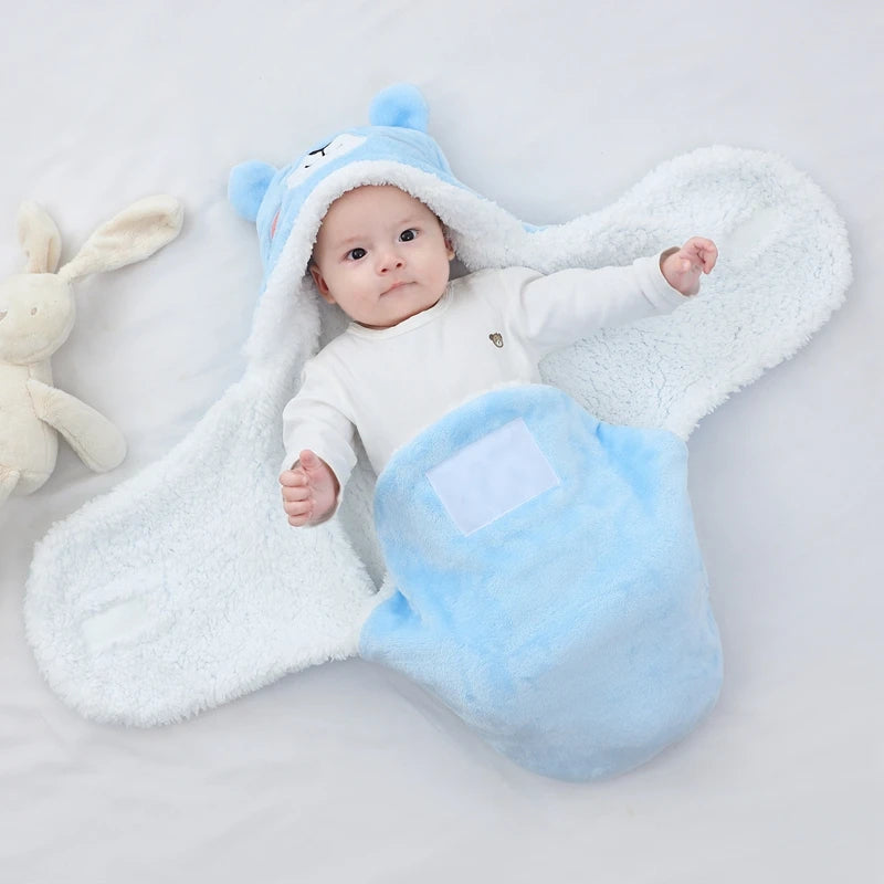 Weiche Babyschlafsäcke, warm, für Herbst und Winter, Wickeldecken für Neugeborene, Cartoon-Kokon für Babys, Flanell-Babyschlafsack, 0–9 Monate - FUXL-Shopify